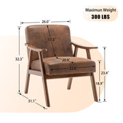 Mid-Century Modern Wingback Accent Chair with Solid Wood Frame and Extra-Thick Backrest – Lounge Chair for Living Room, Bedroom, or Reading Room