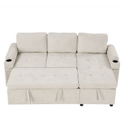 Convertible L Shaped Sofa Couch With Storage, Cup Holders, USB Ports