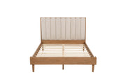 Queen Size Wood Bed with Piano Key Style Upholstered Headboard , Wood Bed with Strengthened Bed Frame ,Wheat (old sku:W504S00257)