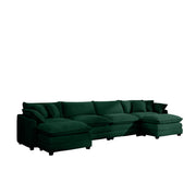 Modern Modular Cushion Sofa With Ottoman, Low Back, Deep Seating Sofa Set