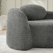 Modern Oval Single Lazy Sofa Chair with Integrated Backrest, Side Armrest and Pillow, Compact Space-Saving Lounge Chair for Living Room Bedroom-Dark Gray