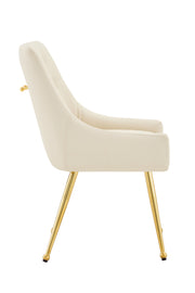 Leather Upholstered Modern Dining Chair with Diamond Tufted Button Back - Dining Room Negotiation Room Cafe Office Accent Chair (Off White, Set of 2)