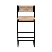 Bar Stools Paper Rope Weave Dining Chairs With Back Hand Weave Stools For Kichen Island, Bar & Counter (Set of 2)