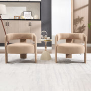 Accent Chair for Living Room, Velvet Comfy Single Sofa Chair Mid-Century Modern Armchair Wooden Legs for Bedroom Office Reading