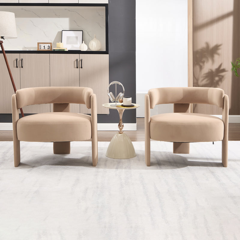 Accent Chair for Living Room, Velvet Comfy Single Sofa Chair Mid-Century Modern Armchair Wooden Legs for Bedroom Office Reading