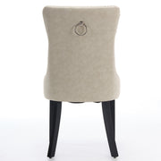 Dining Room Chairs Set of 2,Vintage Sheepskin Texture PU Leather,High Back with Button Tufted & Nailhead Trim,Wood Frame,S-Spring & Resilient Sponge Cushion,Ideal for Kitchen,Beige,SW1101BG