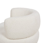 Fuji 360 Swivel Low Barrel Back Accent Chair, Ivory White Boucle