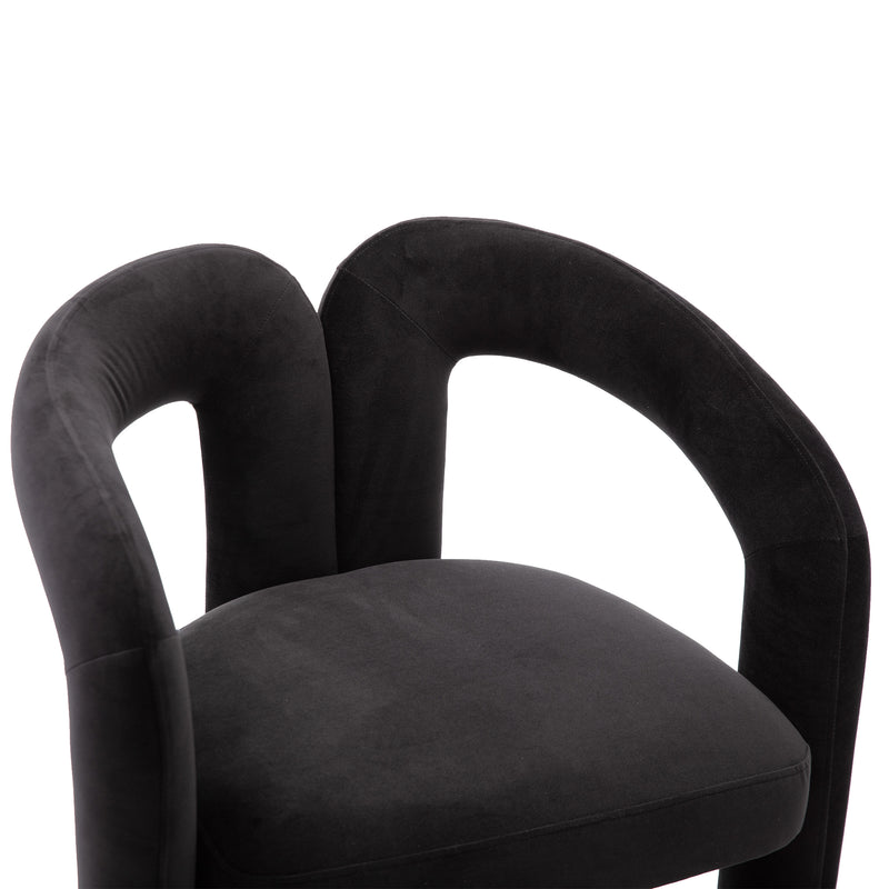 Contemporary Designed Velvet Fabric Upholstered Accent/Dining Chair /Barrel Side Chairs Kitchen Armchair for Living Room set of 2 (Black Velvet)