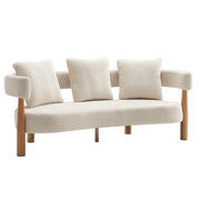 Luxe 76.5 in. Curved 3 Seater Modern Upholstered Chenille Sofa,Beige