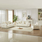 1 Seater + 3 Seater + 3 Seater, Combo Sofa Modern Living Room Sofa, Teddy Sofa, Wooden Frame, 7 Cushions, Apartment Sofa Furniture