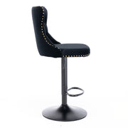 Swivel Barstools Adjusatble Seat Height, Modern Upholstered Bar Stools With Backs Comfortable Tufted For Home Pub And Kitchen Island (Set of 2)