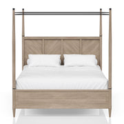 Queen Canopy Bedroom Set With A 2 Drawer Nightstand A Dresser With Poster Mirror And A Door Chest - Sand