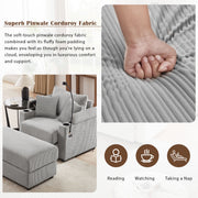 Modern Style Loveseat Sofa Sectional Sofa Couch With Storage Space, A Movable Ottoman, Two USB Ports, Two Cup Holders, A Phone Holder For Living Room