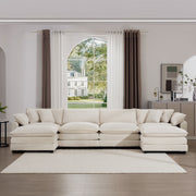 Modern Oversized Modular Cushion Sofa With Ottoman, Low Back, Deep Seating Sofa Set