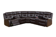 3pc Sectional Sofa Set Power Motion Reclining Gel Leatherette Dark Brown Color Living Room Couch