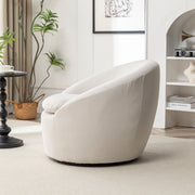 Winnie Modern Teddy Fabric Barrel Chair, 360° Swivel, Beige
