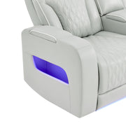 JULIAN SILVER 2PC LOVESEAT WITH PHR, LED & SPEAKER AND SOFA