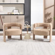 Accent Chair for Living Room, Velvet Comfy Single Sofa Chair Mid-Century Modern Armchair Wooden Legs for Bedroom Office Reading