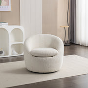 Winnie Modern Teddy Boucle Fabric Barrel Chair, 360° Swivel, White