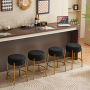 Round Bar Stools (Set of 2), Contemporary Upholstered Dining Stools For Kitchens, Coffee Shops And Bar Stores - Legs