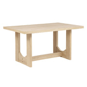 7-Piece Dining Table Set for 6, 57 Inch Light Oak Rectangular Table with 6 Ergonomic Linen Upholstered Chairs, Sturdy U-Shaped Base Modern Japandi Farmhouse Furniture for Dining Room & Apartment