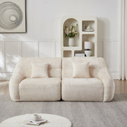 Modern Luxury Curved Corner Sectional Sofa, Chenille Modular Cloud Sofa, Beige, High-Back Oversized Four-Seater, No Assembly Required