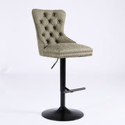 A&A Furniture,Aged and Retro PU Swivel Barstools Adjusatble Seat Height from 26-33 Inch, Modern Bar Stools with Backs Comfortable Tufted for Home Pub and Kitchen Island (Olive Green,Set of 2)