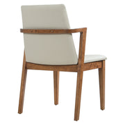 5-Piece Indoor Dining Set with Oval MDF Table and Beige PU Arm Chairs in Walnut Brown Finish