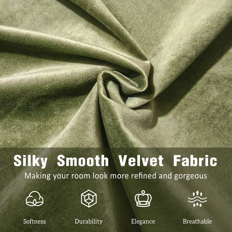 California King Size Upholstered Bed Frame With Velvet Fabric And Curve Design Thick Headboard, Solid Wood Legs, Olive Green (old sku N757P411871V)