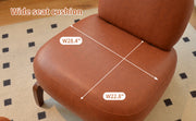 Cute Accent Chair with Solid Wood Legs, Faux Leather Living Room Chair with Soft Cushion, Cozy Bedroom Chair, Comfy Armless Reading Chair for Apartment, Waiting Room, Balcony (Brown)