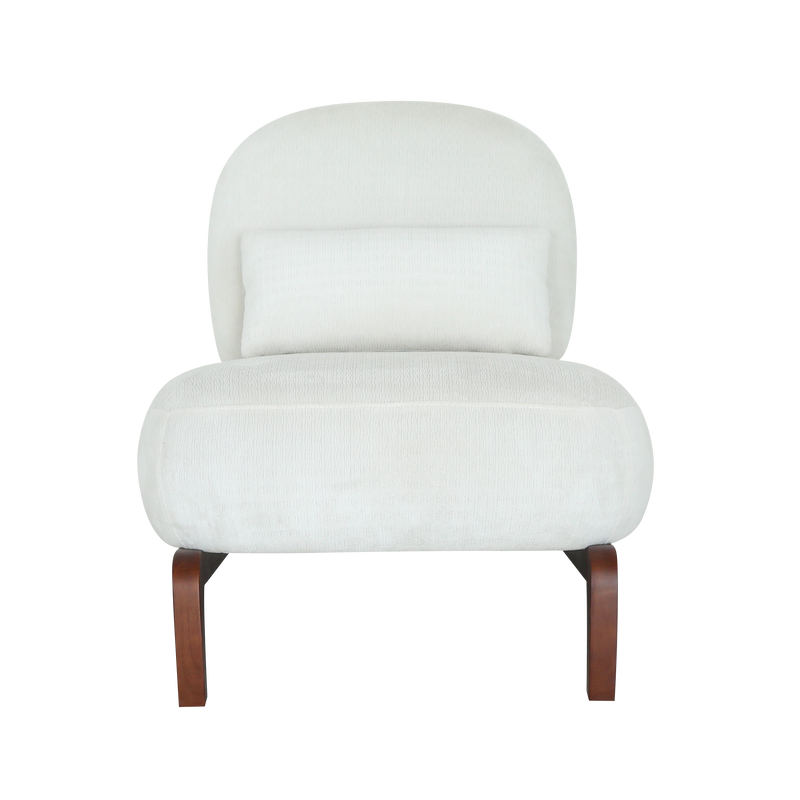 Cute Accent Chair with Solid Wood Legs, Living Room Chair with Soft Fabric Cushion, Cozy Bedroom Chair, Comfy Armless Reading Chair for Apartment, Waiting Room, Balcony,Set of 2 (White)