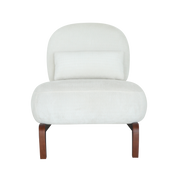 Cute Accent Chair with Solid Wood Legs, Living Room Chair with Soft Fabric Cushion, Cozy Bedroom Chair, Comfy Armless Reading Chair for Apartment, Waiting Room, Balcony (White)