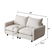 69 in. 2-Seats Modular Sectional Sofa Corner Chair Sofa Couch