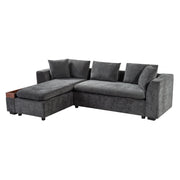 Modern L Shaped Sectional Sofa With Upholstery And Wooden Storage