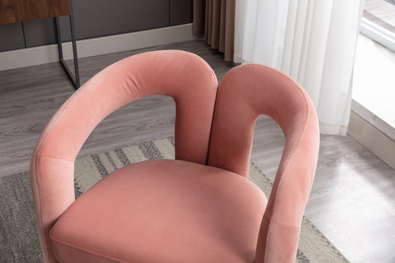 Contemporary Designed Velvet Fabric Upholstered Accent/Dining Chair /Barrel Side Chairs Kitchen Armchair for Living Room set of 2 (Pink Velvet)