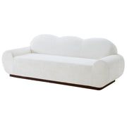 Round Arm Cloud Curved 3 Seater Modern Upholstered Chenille Sofa,Snow White