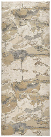 Aura Modern Watercolor, Gray/Ivory/Gold