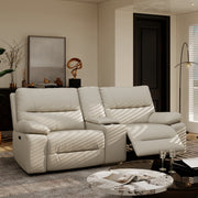 Malibu 79' Modern Power Motion 3-Piece Reclining Loveseat Sofa with Cup Holders, Cream Taupe Beige