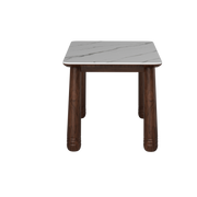 63' Sintered Stone Dining Table Set with 6 Upholstered Chairs, Farmhouse Dinner Table Set of 7 Piece with White Stone Top & Solid Wood Walnut Frame, Beige Chenille Seats, Heavy-Duty Support up to 1000