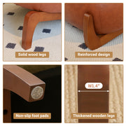 Cute Accent Chair with Solid Wood Legs, Faux Leather Living Room Chair with Soft Cushion, Cozy Bedroom Chair, Comfy Armless Reading Chair for Apartment, Waiting Room, Balcony (Brown)