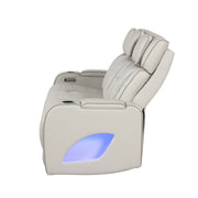 Fortuner Power Reclining 2Pc Living Room Set in Beige Faux Leather with LED Lights, Massage Function, Bluetooth Speakers and Wireless Charging