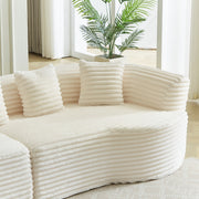 Modern Bone-Free Cloud Sectional Sofa, 111.5-Inch Oversized Four-Seater with Deep Seat Design in Beige Corduroy Fabric, 6 Pillows