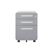 3 Drawer Mobile File Cabinet Under Desk Office, Simple Style Versatile Storage Cabinet For Legal / Letter / A4 Files, 5 Wheel Design Anti-Tilting Cold Rolled Steel Waterproof Moisture-Proof