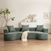 Modern Style Ultra Smooth Curved Sofa With 3 Pillows