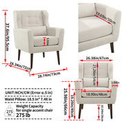 Modern Accent Chair Upholstered Foam Filled Living Room Chairs Comfy Reading Chair Mid-Century Modern Chair With Fabric Lounge Arm Chairs Armchair For Living Room Bedroom