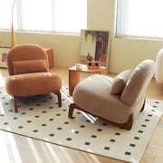 Cute Accent Chair with Solid Wood Legs, Living Room Chair with Soft Fabric Cushion, Cozy Bedroom Chair, Comfy Armless Reading Chair for Apartment, Waiting Room, Balcony (Camel)