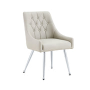 Leather Upholstered Modern Dining Chair with Diamond Tufted Button Back - Dining Room Negotiation Room Cafe Office Accent Chair (Light Gray, Set of 2)