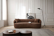 Borwn Mid Century Modern Curved Sofa, 3 Seat Cloud couch Boucle sofa Fabric Couch for Living Room, Bedroom, Office