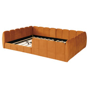 Full Size Velvet Upholstered Floor Bed, Pumpkin Orange