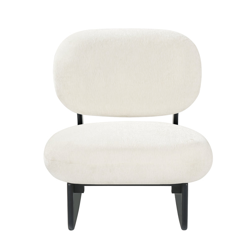 Modern Curved Hollow Base Rocking Accent Chair, Soft Textured Chenille Upholstered Armless Rocker Lounge Chair, Unique Sculptural Rocking Chair for Living Room Bedroom Nursery